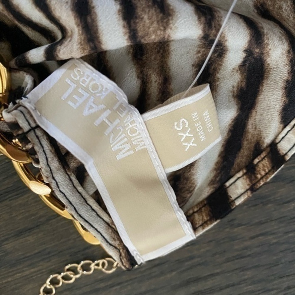NWT Michael Kors Cold-Shoulder Animal Print Blouse - Picture 6 of 7